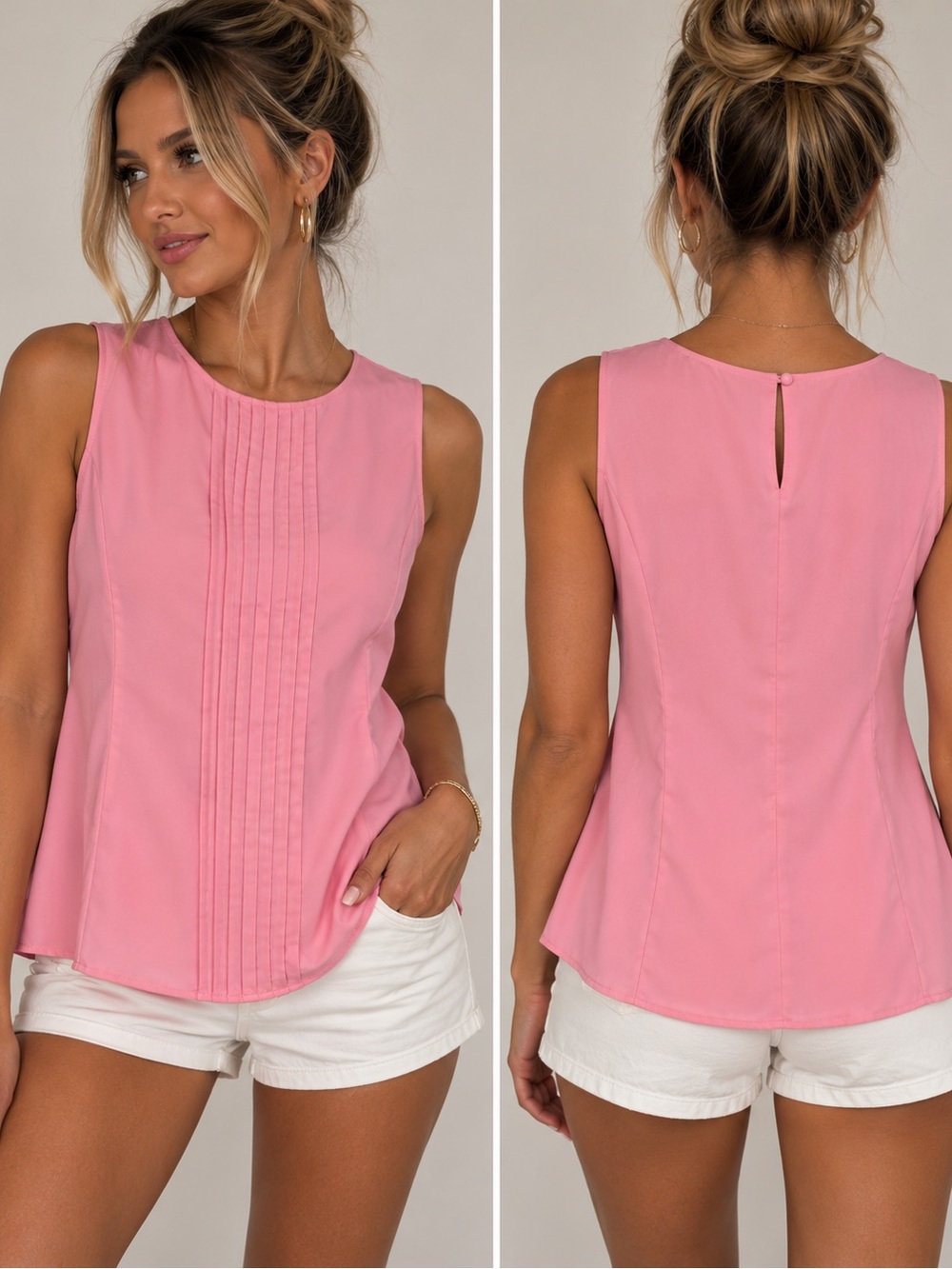 Southern Lady Pink Pintuck Sleeveless Camisole